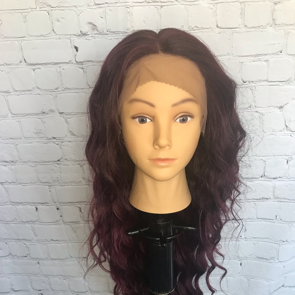 Long Wine Lace Front Wig